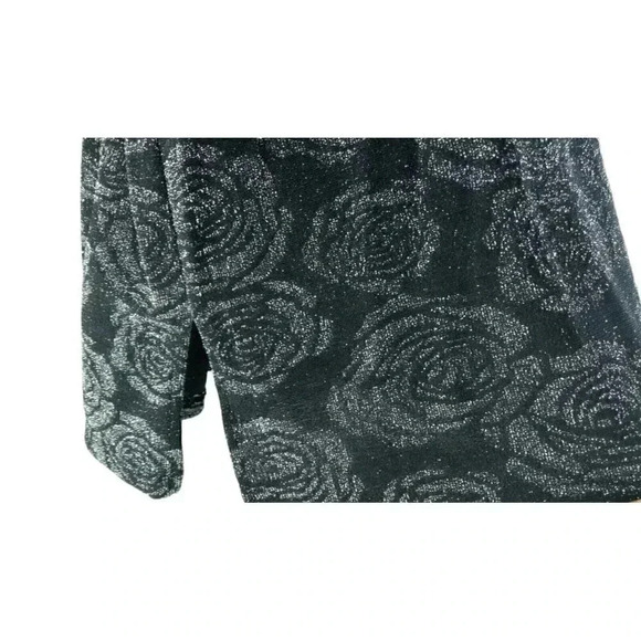 Catherines Womens Blouse Gray 3/4 Sleeve Cowl Neck Floral Glitter Pullover 2X - Picture 5 of 8